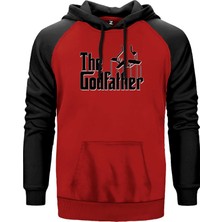 The Godfather Black Text Kırmızı Renk Reglan Kol Kapşonlu Sweatshirt