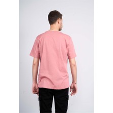 Çetinkaya Mentality 3697 Bisiklet Yaka Penye Regular Baskılı T-Shirt Gül Kurusu