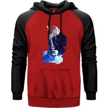 Nirvana Kurt Cobain Galaksi Kırmızı Renk Reglan Kol Kapşonlu Sweatshirt