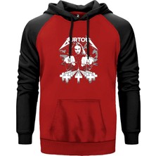 Metallica Cliff Burton Face Kırmızı Renk Reglan Kol Kapşonlu Sweatshirt