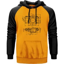 Photographer Nikon Blueprint Sarı Renk Reglan Kol Kapşonlu Sweatshirt