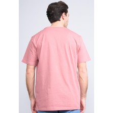 Çetinkaya Mentality 3720 Bisiklet Yaka 30/1 Penye Regular Baskılı T-Shirt Gül Kurusu