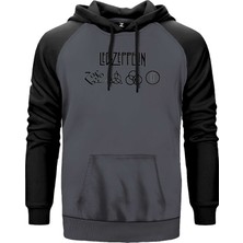 LED Zeppelin Zoso Gri Renk Reglan Kol Kapşonlu Sweatshirt