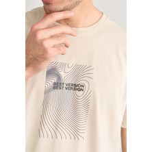 Çetinkaya Mentality 3736 Bisiklet Yaka Penye Regular Baskılı Tshirt Vizon
