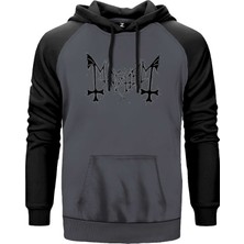 Mayhem Logo Text Gri Renk Reglan Kol Kapşonlu Sweatshirt