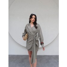 Keten Asimetrik Mini Elbise