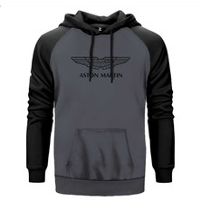 Aston Martin Logo Gri Renk Reglan Kol Kapşonlu Sweatshirt
