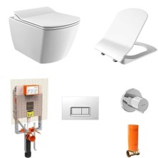 Creavit Elegant Rim-Off Asma Klozet + Yavaş Kapanır Kapak + Vitra Gömme Rezervuar Set
