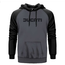 Ducati Text Gri Renk Reglan Kol Kapşonlu Sweatshirt
