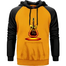 Electro Guitar Fire Sarı Renk Reglan Kol Kapşonlu Sweatshirt