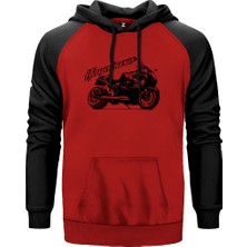 Suzuki Hayabusa Kırmızı Renk Reglan Kol Kapşonlu Sweatshirt