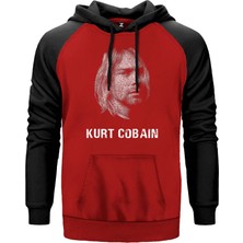 Kurt Cobain Lyrcis Kırmızı Renk Reglan Kol Kapşonlu Sweatshirt