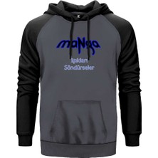Manga Işıkları Söndürseler Gri Renk Reglan Kol Kapşonlu Sweatshirt