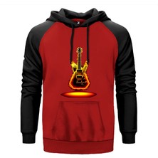 Electro Guitar Fire Kırmızı Renk Reglan Kol Kapşonlu Sweatshirt