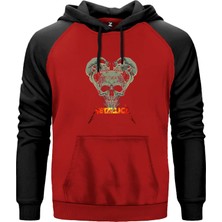 Metallica 3 Dry Heads Kırmızı Renk Reglan Kol Kapşonlu Sweatshirt