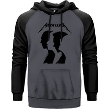 Metallica Group Silhouette Gri Renk Reglan Kol Kapşonlu Sweatshirt