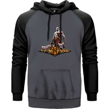God Of War Kratos Siluet Logo Gri Renk Reglan Kol Kapşonlu Sweatshirt