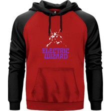 Electrıc Wizard Kırmızı Renk Reglan Kol Kapşonlu Sweatshirt