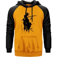 Samurai Miyamoto Musashi Sarı Renk Reglan Kol Kapşonlu Sweatshirt