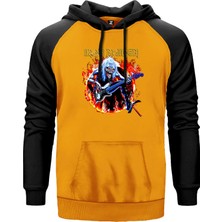 Iron Maiden Fire Sarı Renk Reglan Kol Kapşonlu Sweatshirt