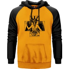 Baphomet Save Me Sarı Renk Reglan Kol Kapşonlu Sweatshirt