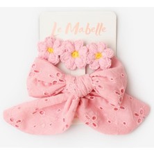 Pudra  Fisto Fiyonk Örgü Çiçek 2'li Klips Toka