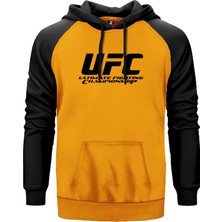 Ufc Logo Ultimate Championship Sarı Renk Reglan Kol Kapşonlu Sweatshirt