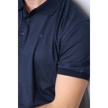 Mentality 4004 Erkek Polo Yaka Puantiyeli T-Shirt Lacivert-Mavi