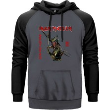 Iron Maiden Senjutsu Gri Renk Reglan Kol Kapşonlu Sweatshirt