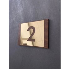 Lux Gold Aynalı Ceviz Mdf Serisi Iç Mekan Apartman Daire Kapı Numarası