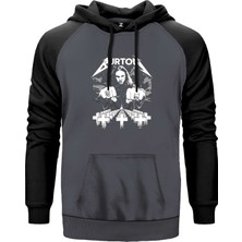 Metallica Cliff Burton Face Gri Renk Reglan Kol Kapşonlu Sweatshirt