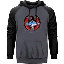 Dokken Lightning Strikes Again Gri Renk Reglan Kol Kapşonlu Sweatshirt