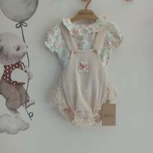 Bebezade Çiçekli Gömlekli Kız Bebek Romper Takım