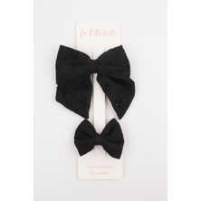 Siyah  Fisto Fiyonk Anne Kız Toka Set