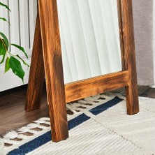 Dfn Wood Ceviz Rengi Ligna Ahşap Dekoratif Ayaklı Boy Aynası
