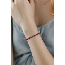 Damla Kesim Rodonit Bileklik Makrome Ayarlı 414-5