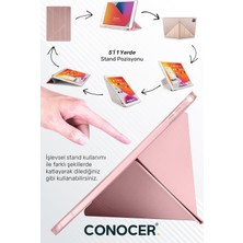 Conocer Apple iPad 11 A16 2025 10. Nesil 10.9 Tablet Kılıfı Kalem Bölmeli, Uyku Modlu, Katlanır, Tri Folding Stand