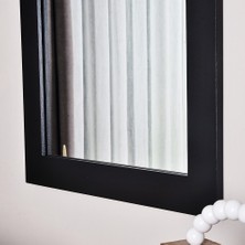 Dfn Wood Masif Ahşap Dikdörtgen Siyah Dekoratif Duvar Salon Ofis Aynası 150X70 cm