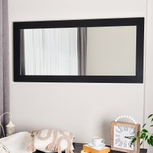 Dfn Wood Masif Ahşap Dikdörtgen Siyah Dekoratif Duvar Salon Ofis Aynası 160X60 cm