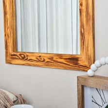 Dfn Wood Doğal Ahşap Dikdörtgen Dekoratif Duvar Salon Ofis Boy Aynası 160X60 cm