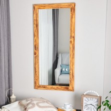 Dfn Wood Doğal Ahşap Dikdörtgen Dekoratif Duvar Salon Ofis Boy Aynası 150X70 cm