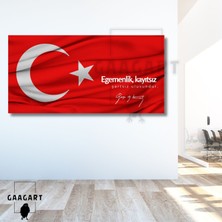 Panoramik Kanvas Makam Panosu Türk Bayrağı Atatürk ''egemenlik, Kayıtsız Şartsız Ulusundur. ''