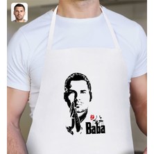 Mediterian Kişiye Özel Silüet Beyaz Mutfak Önlüğü, Renkli, Pamuk, Şık ve Kullanışlı Tasarım