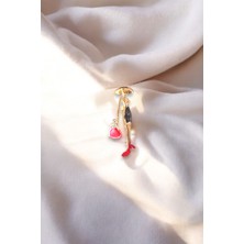 Metal Renkli Kadın Figürlü Broş