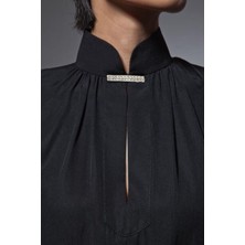 Metal Çift Sıra Taşlı Broş