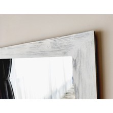 Dfn Wood Masif Ahşap Dikdörtgen Beyaz Dekoratif Duvar Salon Ofis Aynası 160X60 cm