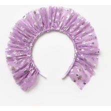 Lila  Üzeri Yıldızlı Kız Çocuk Tül Taç