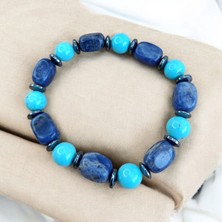 Sodalit Taşı Bileklik Turkuaz Taşı Bileklik Özel Tasarım Hakiki Doğal Taş Bileklik Hediyelik