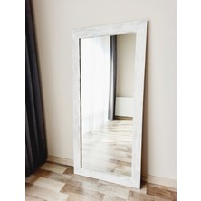 Dfn Wood Masif Ahşap Dikdörtgen Beyaz Dekoratif Duvar Salon Ofis Boy Aynası