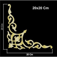 Dekoratif Yapışkanlı Mobilya Dolap Süsü Altın 20 x 20 cm Köşe Aynalı Pleksi 4 Adet